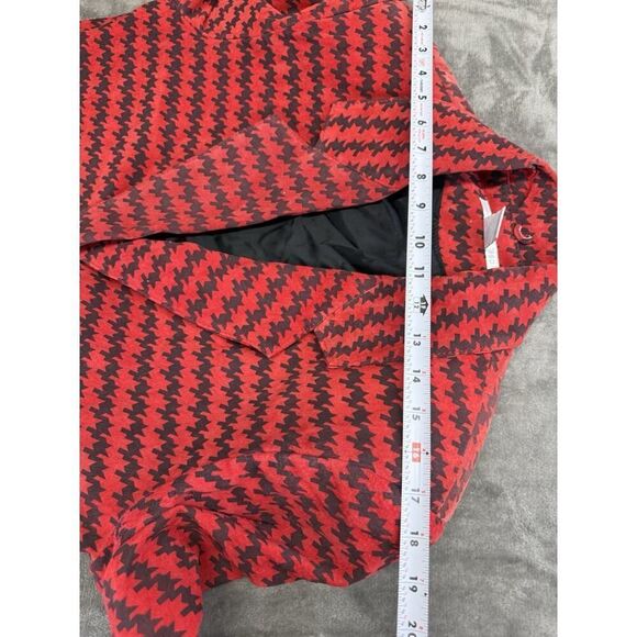The Limited Women's 100% Leather Red Houndstooth Blazer Jacket Lined Size M - Picture 11 of 15